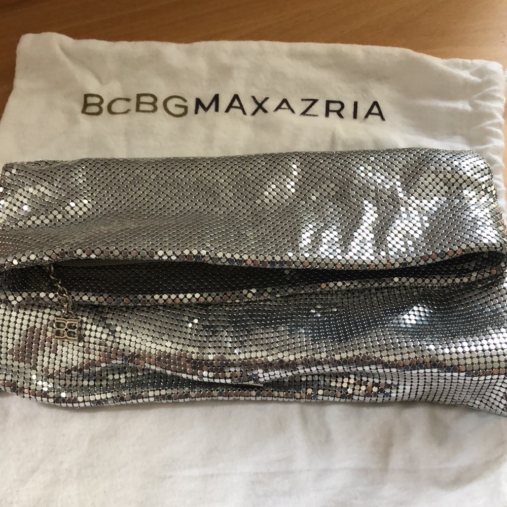 BCBG MAXAZRIA Silver Chainmail Clutch